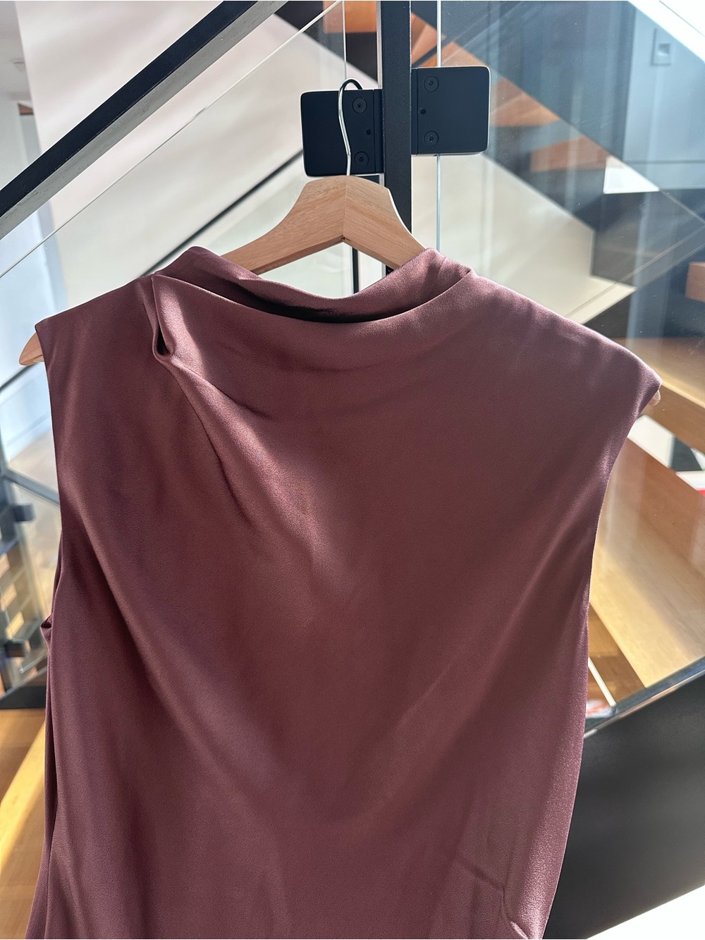 ME+EM Sleeveless Cowl Neck Maxi Dress in Deep Mauve
